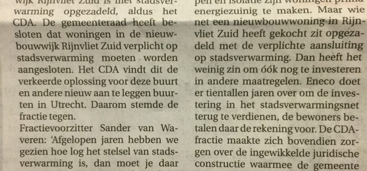 Stadsverwarming Rijnvliet verkeerde keuze?